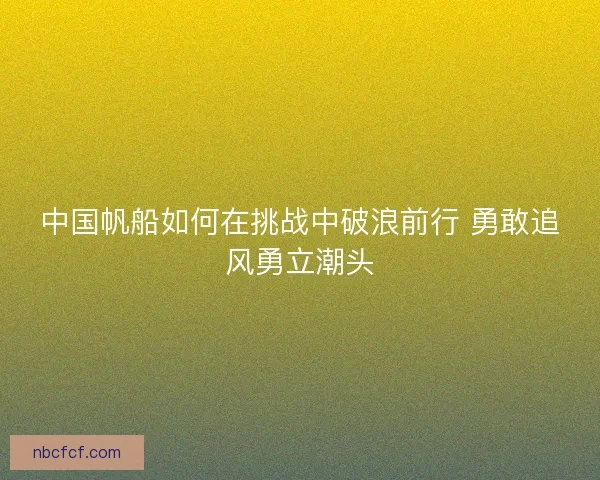 中国帆船如何在挑战中破浪前行 勇敢追风勇立潮头